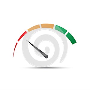 Simple color tachometer with a pointer in the minimum red part