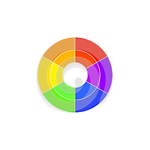 Simple color wheel icon isolated on white background. Circular logo with golor transitions.