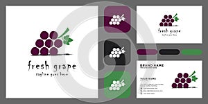 Simple colorful grape blueberry vector design with business card template