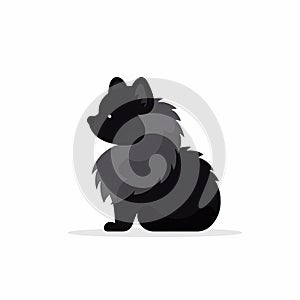 Simple And Colorful Illustration Of A Small Black Dog On A White Background
