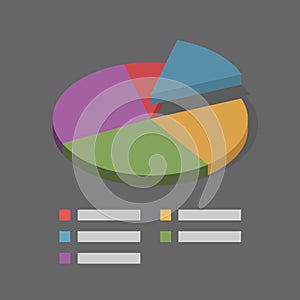 Mininal Isometric Pie Chart Illustration with Labels