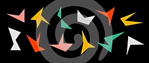 Simple colorful sharp irregular shapes set. Abstract geometric edgy elements collection. Asymmetry angular forms for