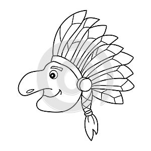 Simple coloring page. Native Indian man with feather headdress - coloring page