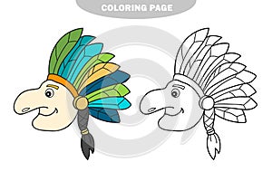 Simple coloring page. Native Indian man with feather headdress - coloring page