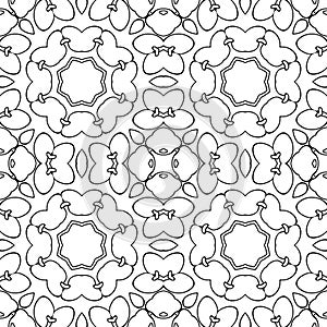 Simple coloring page. Seamless pattern, relax ornament. Meditative drawing coloring book.