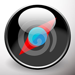 Simple compass dial icon with pointer and highlight