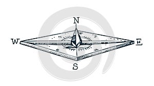 Simple Compass Rose Directional Element, vector design Generative AI