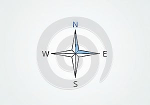 A simple compass rose illustration on a light background. It