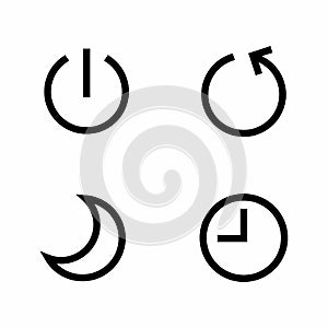 Simple Computer Mode, Shutdown, Restart, Sleep and Hibernate Vector Icon Set