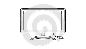 Simple Computer Monitor Icon . Clean line drawing of a computer monitor with widescreen aspect ratio. Suitable for technology photo