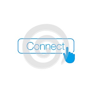 Simple Connect button with hand cursor for web, ui, apps, brochures. Stock Vector illustration isolated on white background