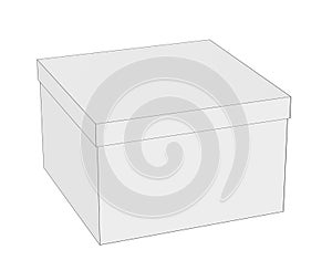 Simple contour closed box, isolated on white