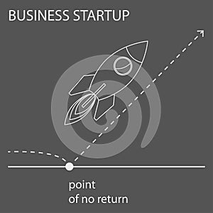 Simple contour graphic concept illustration created by the outline on the subject of business start up for use in design