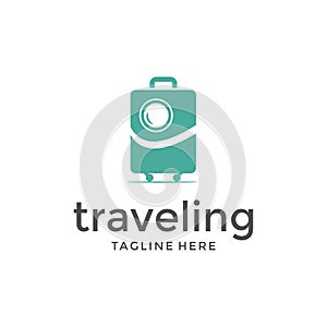 Simple copper and camera for travel logo,Travel agency adventure creative sign