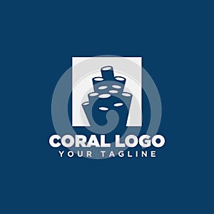 Simple Coral Square Logo Design Template