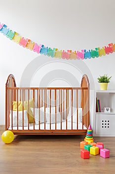 Simple cot in light interior