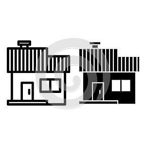 Simple cottage line and glyph icon. Construction vector illustration isolated on white. Small house outline style design