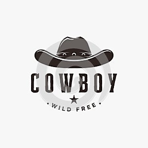 Simple cowboy hat logo on white background