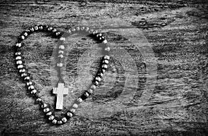 Simple Cross Inside Heart Shape - B&W