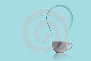 simple cup with a light bulb shape steam, a fresh hot energy coffee drink concept