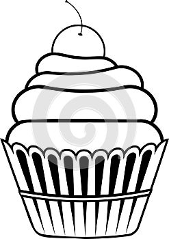 Simple Cupcake Outline. Cake line art