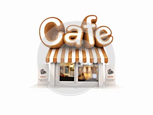 Simple and cute 3D character cafe icon