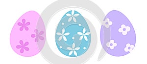 Simple cute Easter egg clipart set. Cute patterned Easter eggs flat vector.