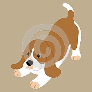 Simple and cute illustration of Basset Hound being playful flat colored