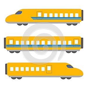 Simple and cute illustration of yellow colored shinkansen