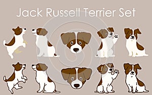 Simple and cute Jack Russell Terrier illustrations set