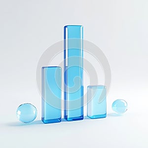 Simple 3D Blue Bar Chart Icon on Transparent Background