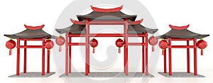 Simple 3D Chinese pavilion gate