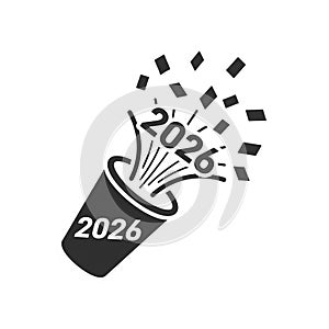 Confetti popper 2026 minimal 2D flat vector icon
