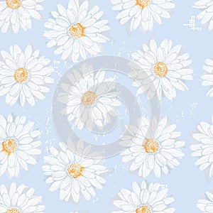 Simple daisy flowers seamless pattern in naive style