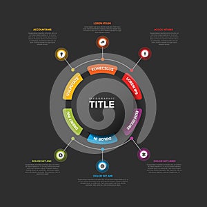 Simple dark vertical Colorful Circular Infographic Design Template with six elements
