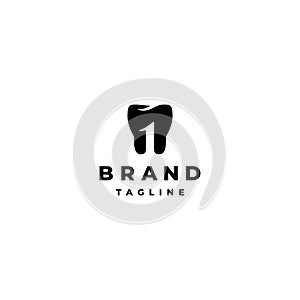 Simple Dentist Logo Design Number One in Teeth Silhouette