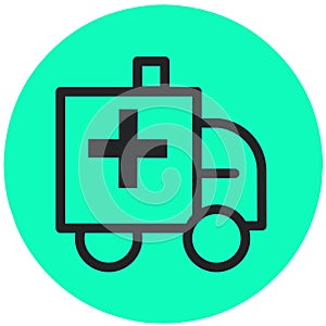 simple design ambulance icon, emergency car symbol.