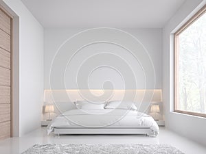 Simple design bedroom with nature view 3d render photo