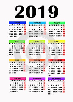 Diseno calendario 2019 