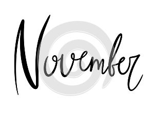 simple design element lettering cursive autumn months november black letters isolated on white background for ballet journal