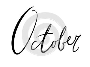 simple design element lettering cursive autumn months october black letters isolated on white background for ballet journal