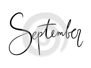 simple design element lettering cursive autumn months september black letters on white background for ballet journal calendar