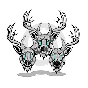 Simple design of head deer with horns photo
