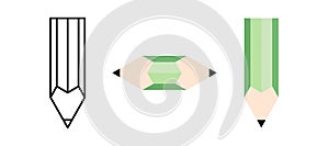 simple design of pencil. flat pen icon. white background. school concept