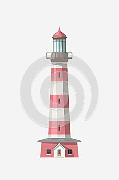 simple design red color lighthouse on white