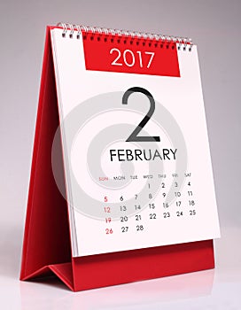 Simple desk calendar 2017 - February