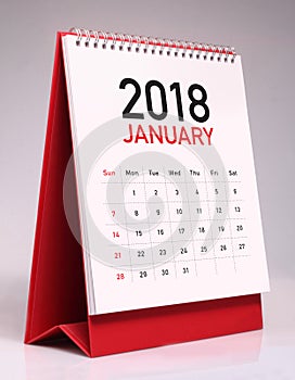 Simple desk calendar 2018 - January