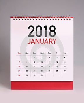 Simple desk calendar 2018 - January