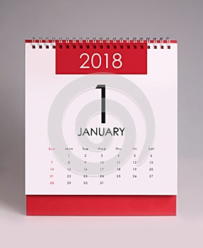 Simple desk calendar 2018 - January