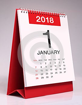 Simple desk calendar 2018 - January